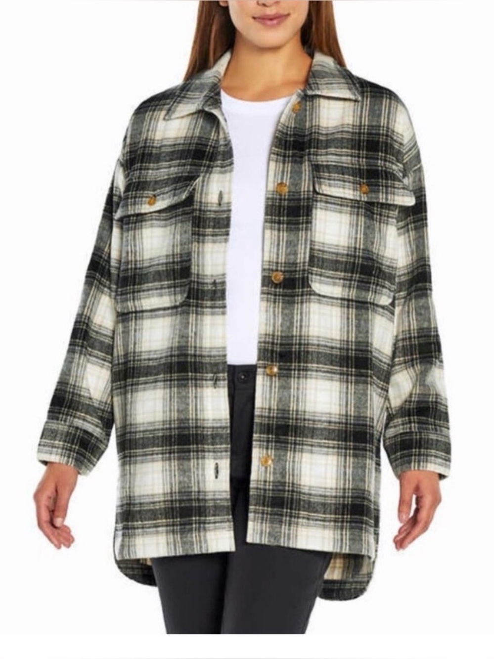 Banana Republic Black & White Plaid Oversized Shacket